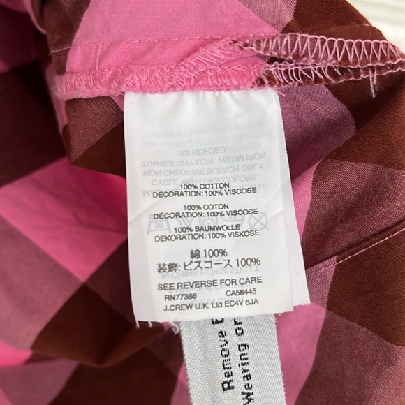 J.CREW Pink Bow-Shoulder Gingham Check Plaid Tank - Picture 7 of 7
